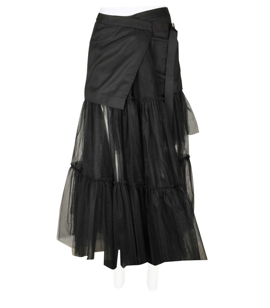 Mesh Patch Pleat Skirt