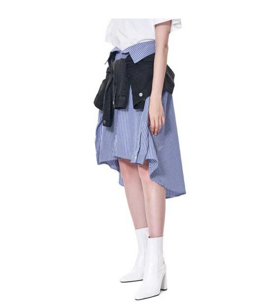 Shirt Sleeve Tie Waist Skirt