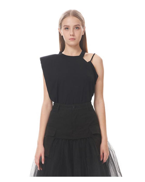 Asymmetric Shoulder Padded Top