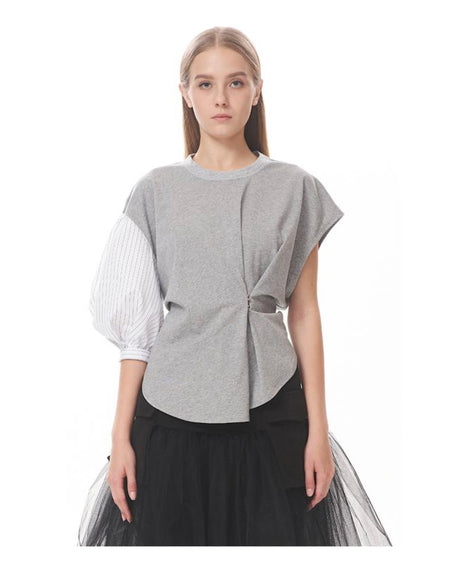 Cross Neck Top with Detachable Sleeves