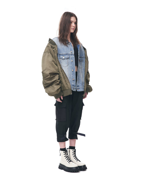 Contrast Denim Bomber Jacket