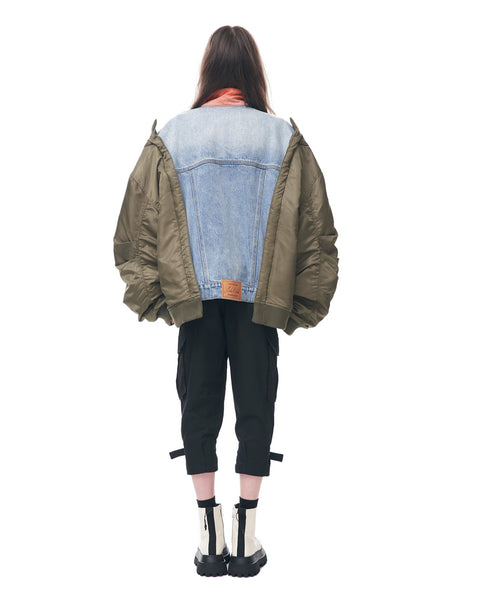 Contrast Denim Bomber Jacket