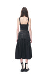 Twisted Denim and Nylon Skirt