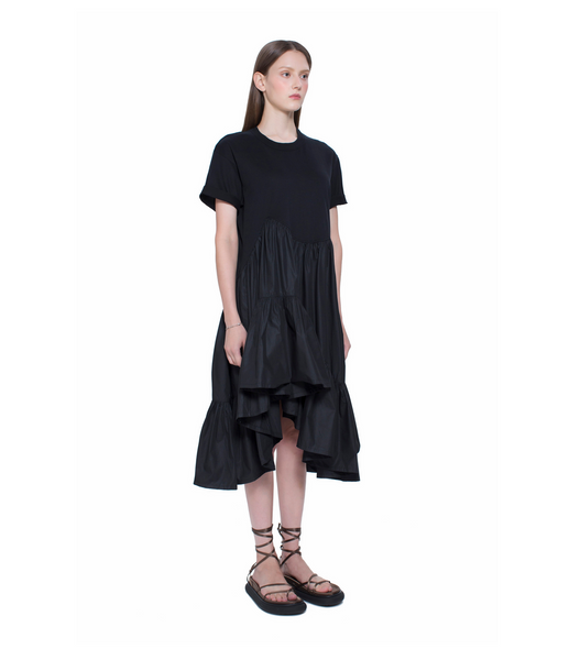 Asymmetric Flare Hem Tee Dress