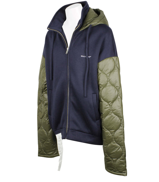 Contrasted Quilted Zip Up Hoodie