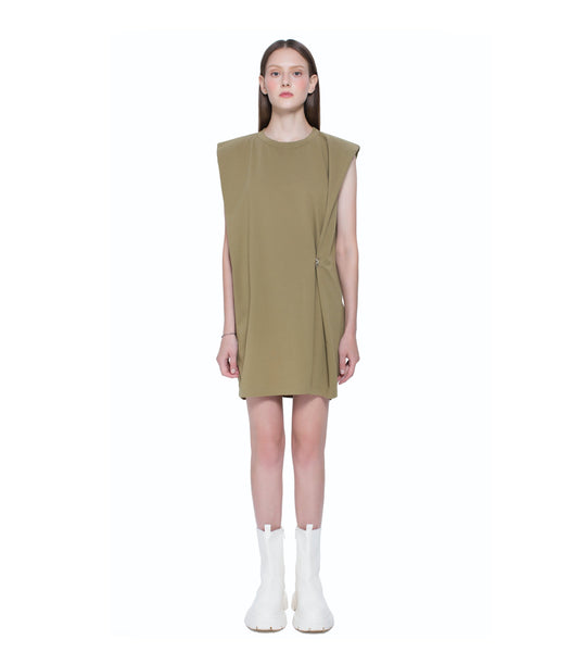 Open Back Mini Dress with Shoulder Pads