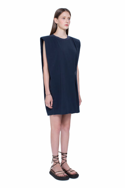 Open Back Mini Dress with Shoulder Pads