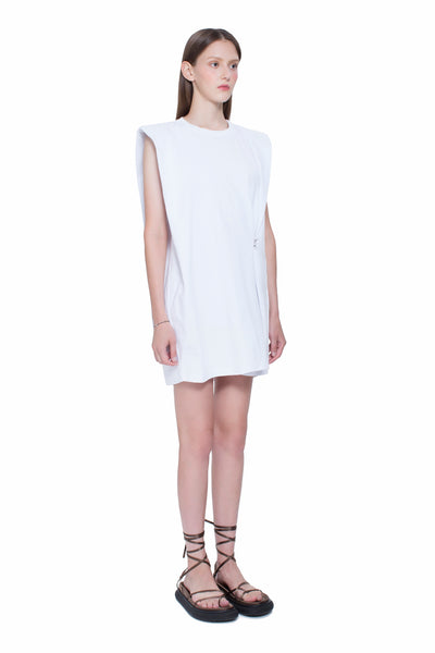 Open Back Mini Dress with Shoulder Pads