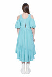 Asymmetric Open Shoulder Flare Hem Dress