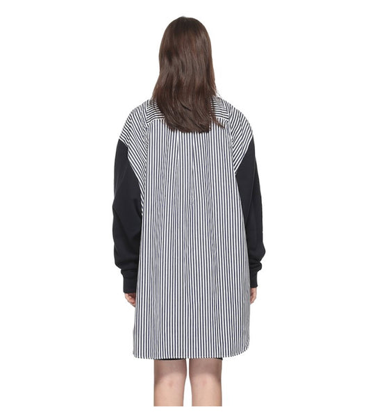 Striped Patch Open Shoulder Shirt