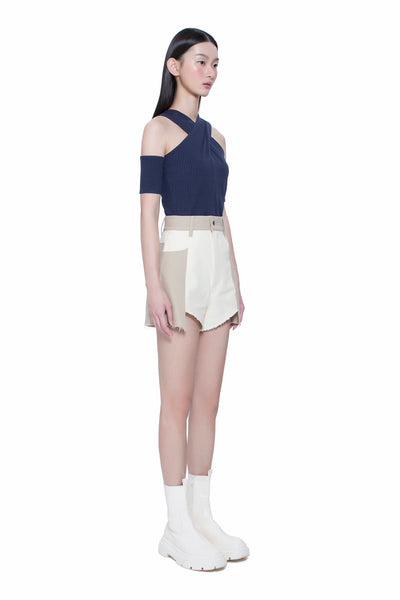 Cross Neck Top with Detachable Sleeves