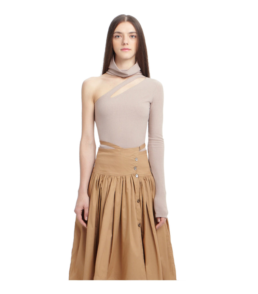 Single Sleeve Turtle Neck Top