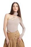 Single Sleeve Turtle Neck Top