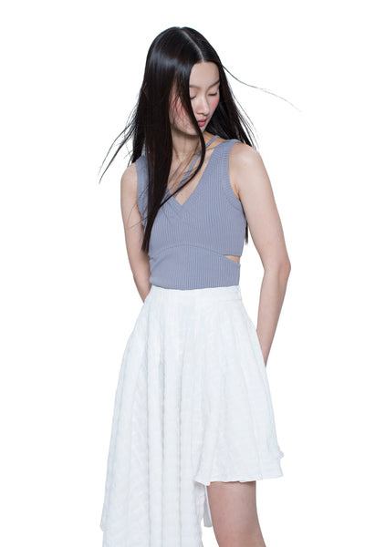 Cutout V Neck Top with Detachable Strap