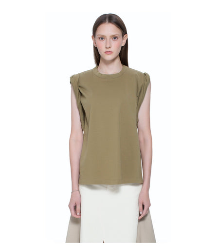 Cross Neck Top with Detachable Sleeves