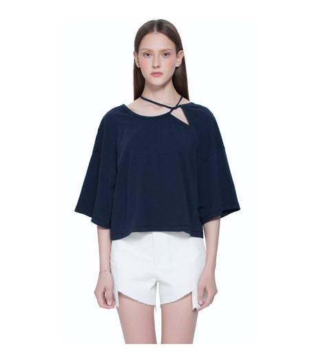 Cross Neck Top with Detachable Sleeves