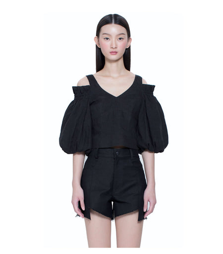 Single Sleeve Turtle Neck Top
