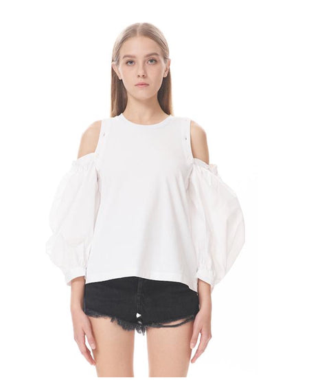Cross Neck Top with Detachable Sleeves