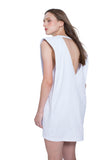 Open Back Mini Dress with Shoulder Pads