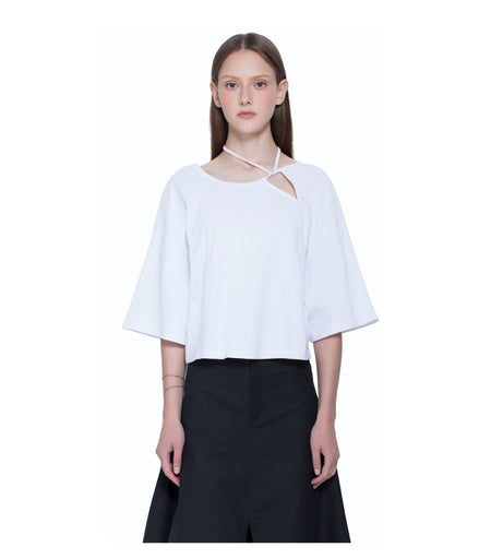 Cross Neck Top with Detachable Sleeves